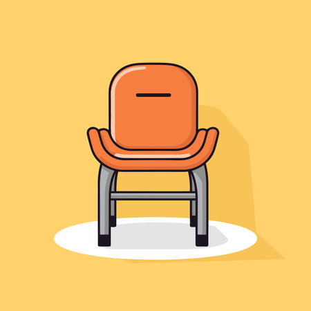 Vector of an orange chair on a yellow background with a minimalist designの素材