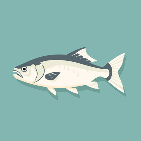 Vector of a flat icon of a fish swimming in waterの素材