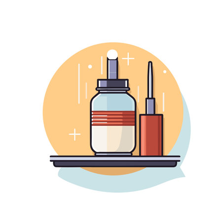 Vector of a flat icon vector of a bottle of liquid on a trayの素材