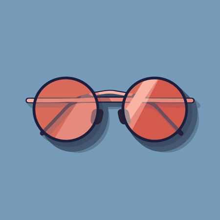 Vector of a pair of sunglasses on a blue backgroundの素材