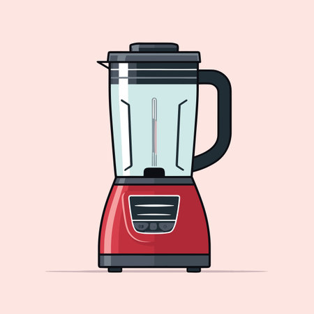 Vector of a red blender on a pink background - kitchen appliance icon vector illustrationのイラスト素材