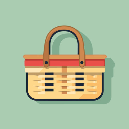 Vector of a green basket with a handle, isolated on a white backgroundのイラスト素材
