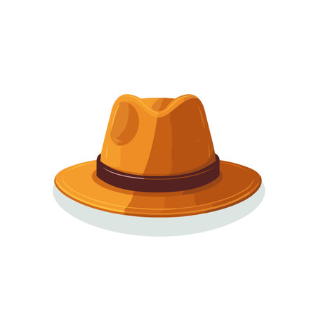 Vector of an orange hat with a brown band on a white backgroundのイラスト素材