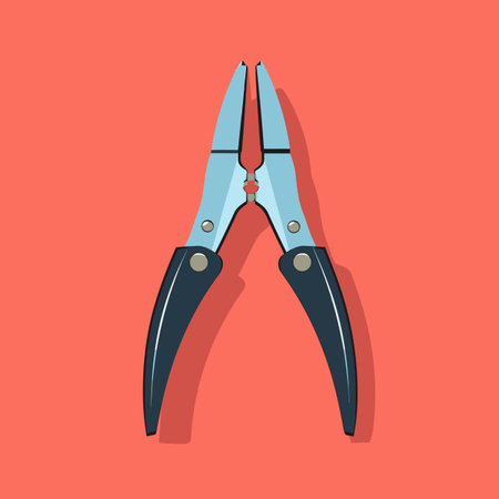 Vector of a pair of blue scissors on a pink backgroundのイラスト素材