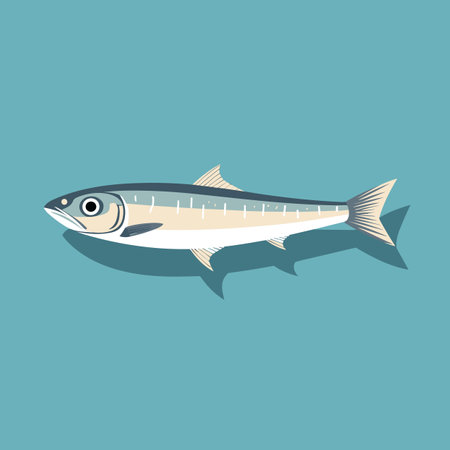 Vector of a fish on a blue background in a flat icon styleの素材