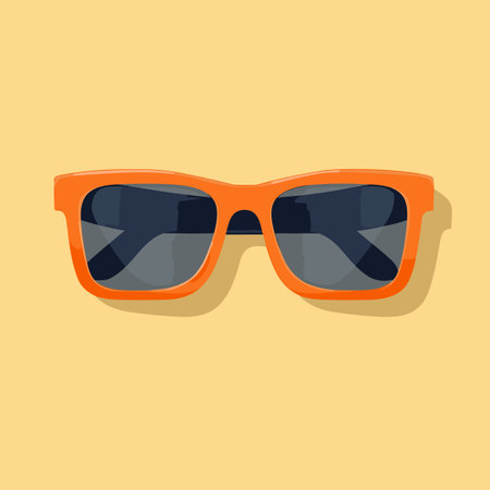 Vector of a pair of orange sunglasses on a yellow backgroundのイラスト素材