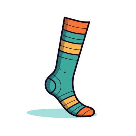 Vector of a cartoon picture of a striped socks iconのイラスト素材