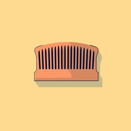 Vector of a close up of a comb on a yellow backgroundの素材