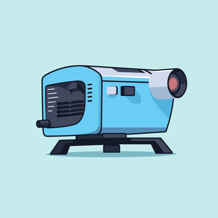 Vector of a flat icon vector of a blue projector on a tableの素材