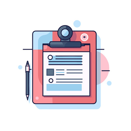 Vector of a clipboard with a pen on top of itの素材