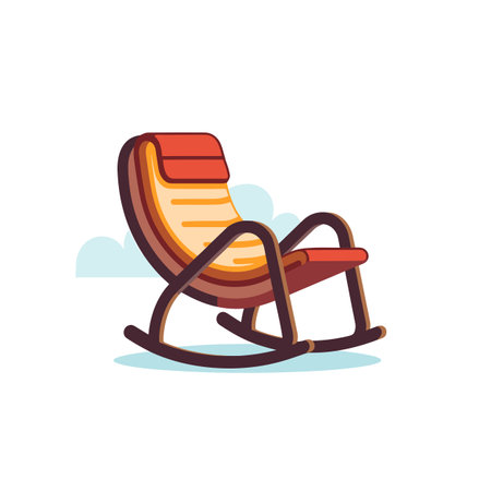 Vector of a wooden rocking chair with a red seatの素材