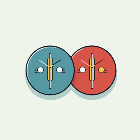 Vector of two flat icon circles with different colors and shapesの素材