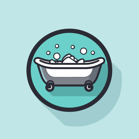Vector of a flat icon of a bathtub with soap bubblesの素材