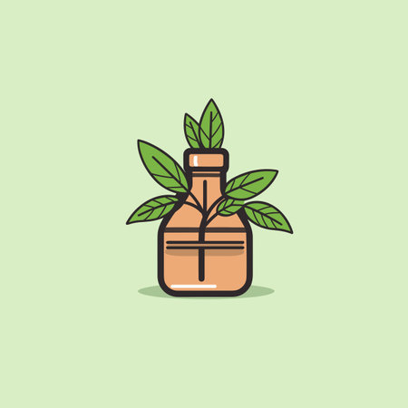 Vector of a plant growing out of a bottle: an eco-friendly and modern icon in a minimalistic line styleの素材