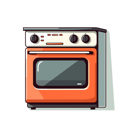 Vector of an orange oven with two burners on top of itのイラスト素材