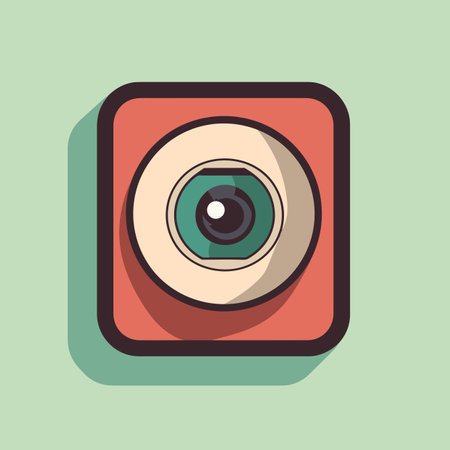 Vector of a camera with a long shadow on a green backgroundの素材
