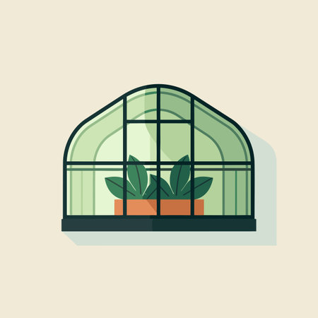 Vector of a window with a potted plant insidの素材