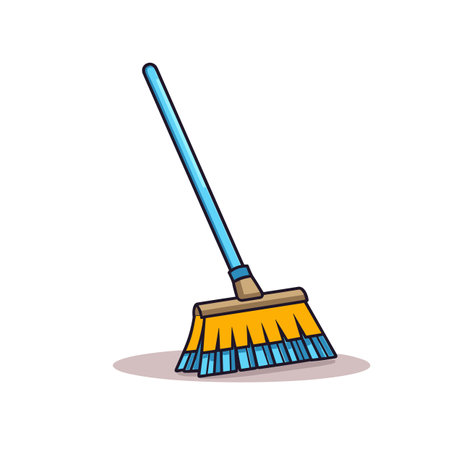 Vector of a blue-handled broom icon on a clean white backgroundのイラスト素材