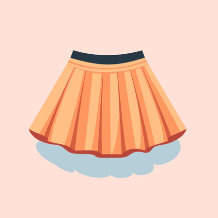 Vector of a tan skirt with a black top on a pink backgroundのイラスト素材