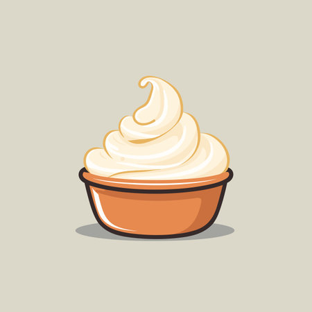 Vector of a cup of whipped cream icon on a gray backgroundの素材