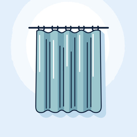 Vector of a blue curtain hanging from a metal rod - icon vector illustrationのイラスト素材