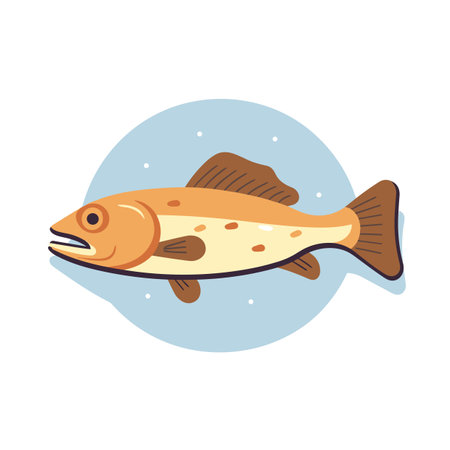 Vector of a fish swimming gracefully in a flat and minimalist styleの素材