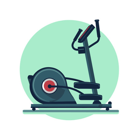 Vector of a stationary exercise bike with a green backgroundの素材