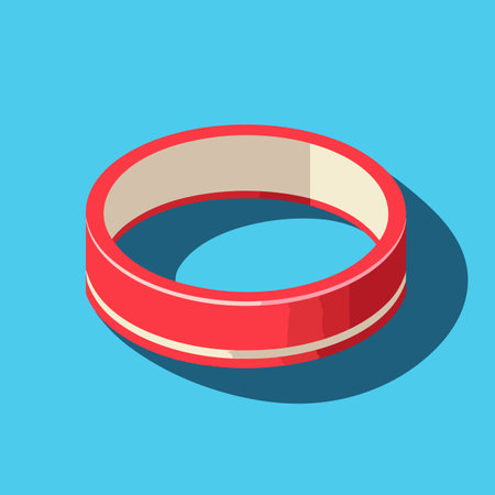 Vector of a flat icon of a red and white ring on a blue backgroundの素材
