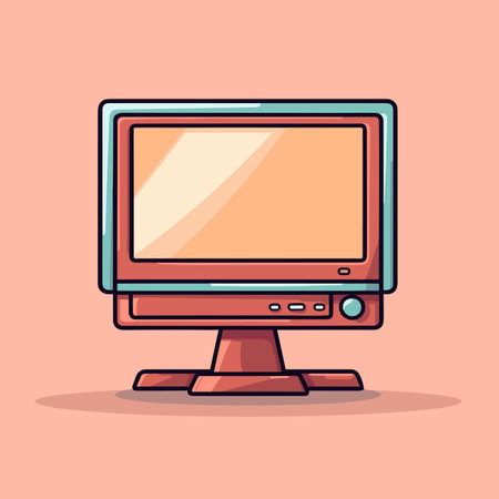 Vector of a flat screen TV on a wooden stand, perfect for modern home illustrations and designsの素材