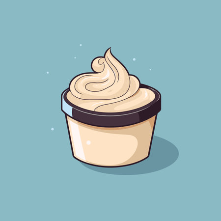 Vector of a cup of whipped cream on a blue backgroundの素材