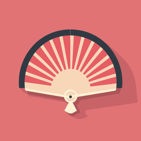 Vector of a red and white fan hanging on a wallの素材
