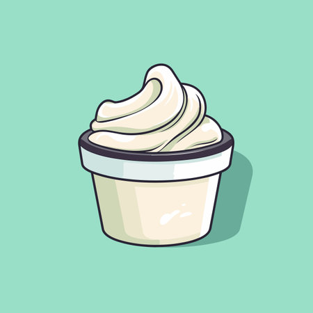 Vector of a cup of whipped cream on a green background with a simple and clean designの素材