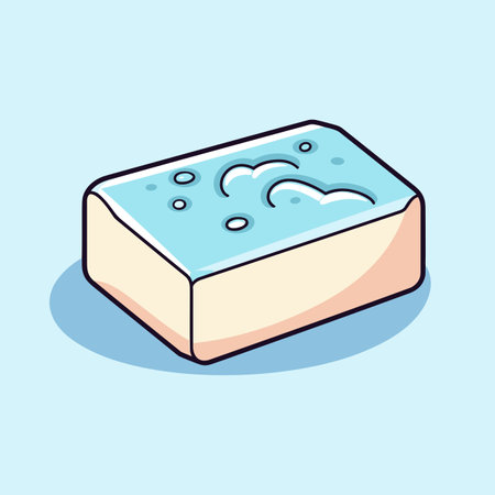 Vector of a cartoon soap bar on a blue background - icon vectoのイラスト素材