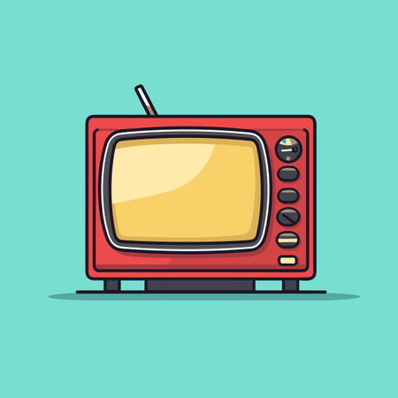 Vector of a red TV with an antenna iconのイラスト素材