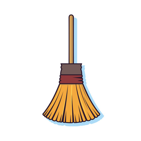 Vector of a brown handle broom icon on a white backgroundのイラスト素材