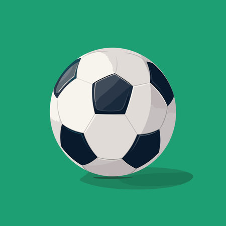 Vector of a black and white soccer ball on a green backgroundのイラスト素材