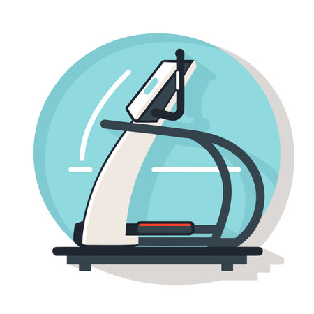 Vector of a white treadmill with a blue circle in the backgroundの素材