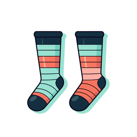 Vector of a colorful striped socks iconの素材