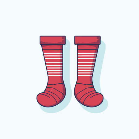 Vector of a pair of red socks stacked on top of each other with a simple and clean designの素材