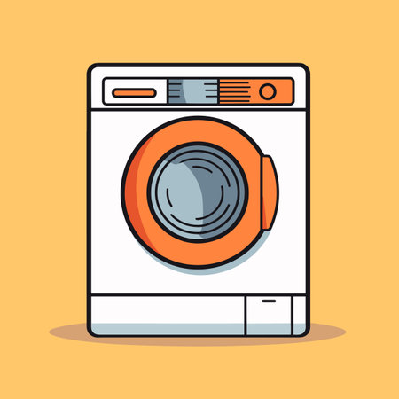 Vector of an orange and white washer on a yellow wall - flat design vector illustrationのイラスト素材