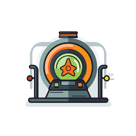 Vector of a flat icon of a machine with a star on itの素材