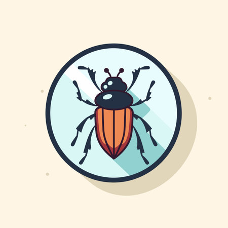 Vector of a bug on a white circle with a long shadowの素材