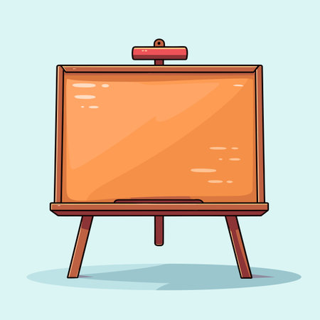 Vector of a wooden easel with a blank canvas on itの素材