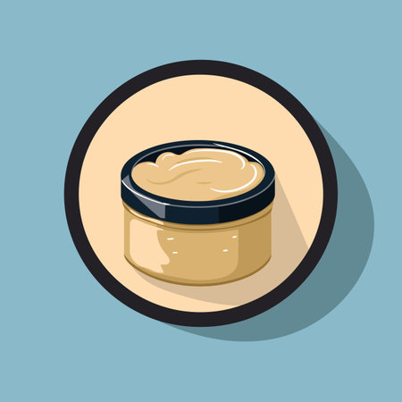 Vector of a cream jar on a plate icon in line style vector illustrationの素材