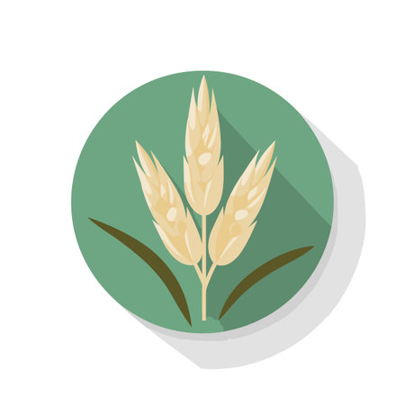 Vector of a flat icon of a green circle with a long plant shadowの素材