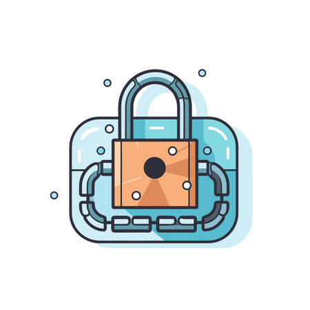 Vector of a padlock with another padlock on it in a flat icon styleの素材