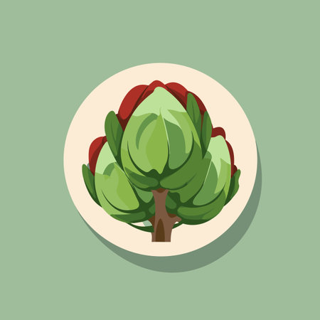 Vector of a plate of broccoli on a green backgroundの素材