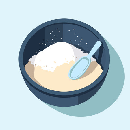 Vector of a bowl of sugar with a spoon iconの素材
