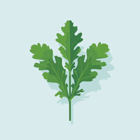 Vector of a flat icon of a green leafy plant on a light blue backgroundの素材