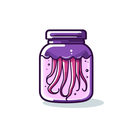 Vector of a jar with a jelly inside, depicted in a simple and minimalist styleの素材